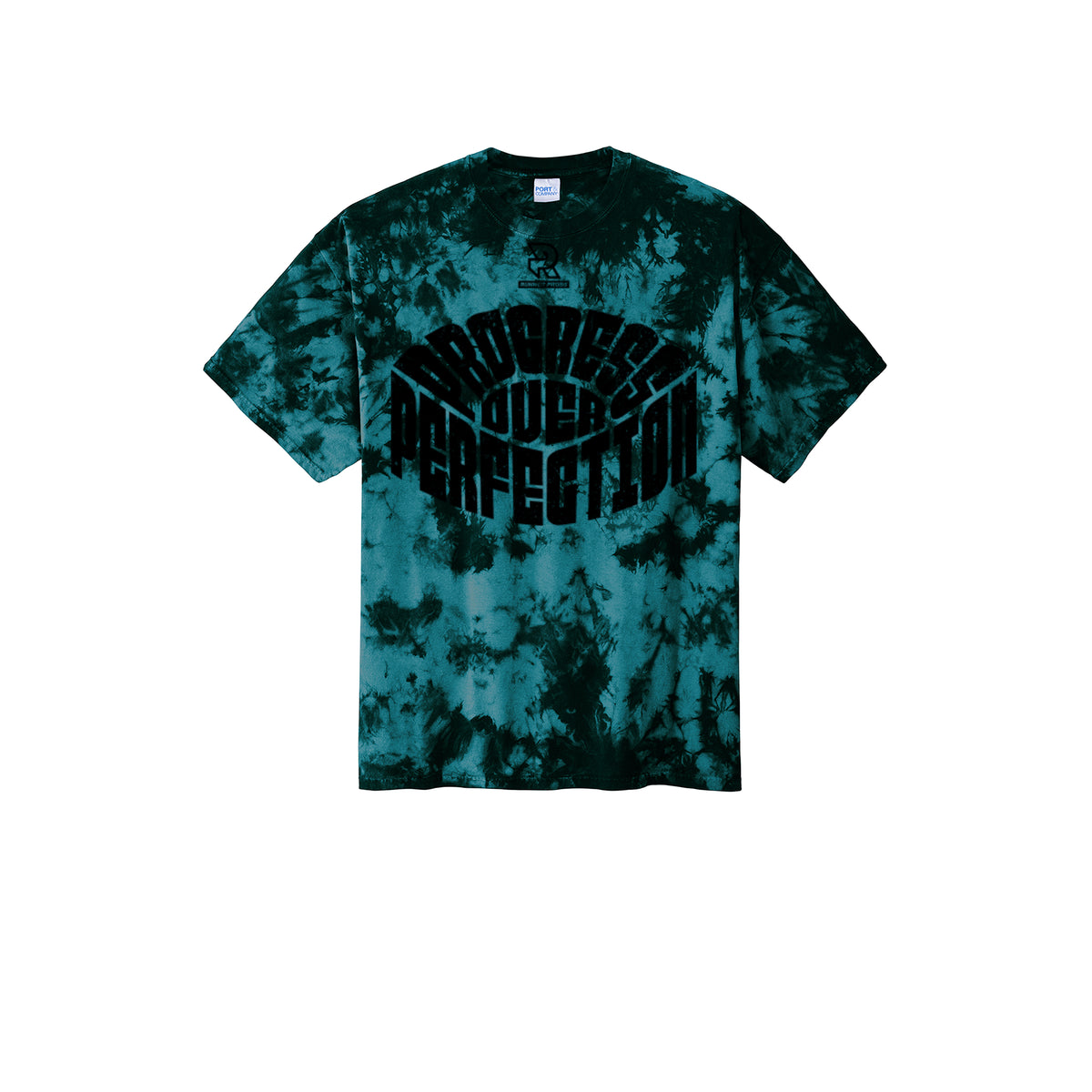 PROGRESS OVER PERFECTION (Black) - Short Sleeve Tie Dye Cotton Tee
