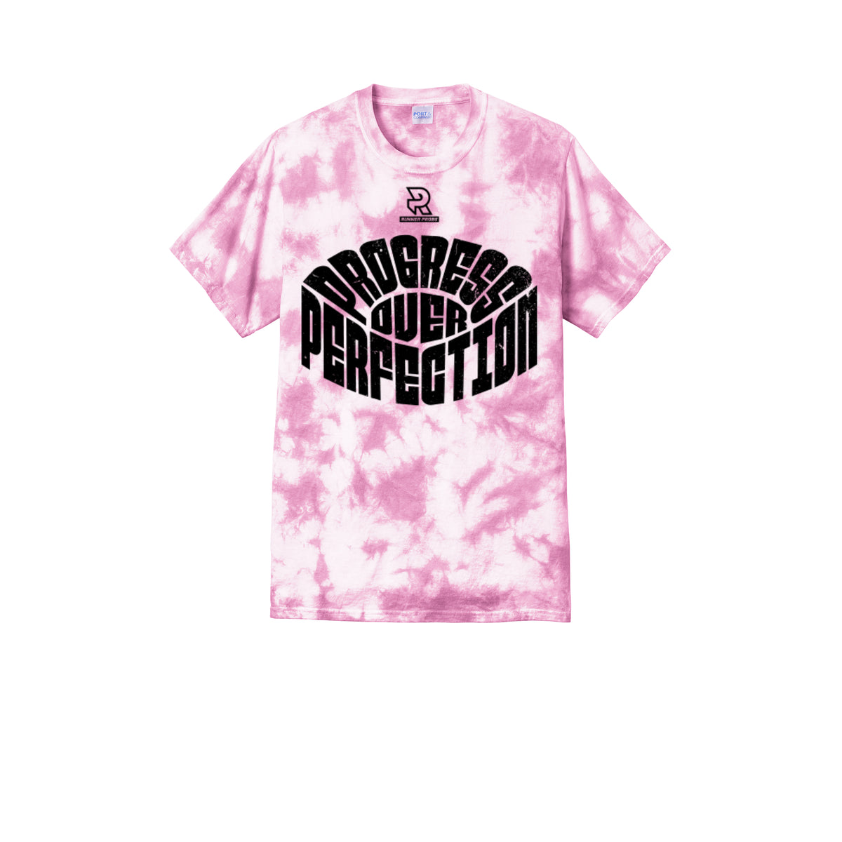 PROGRESS OVER PERFECTION (Black) - Short Sleeve Tie Dye Cotton Tee