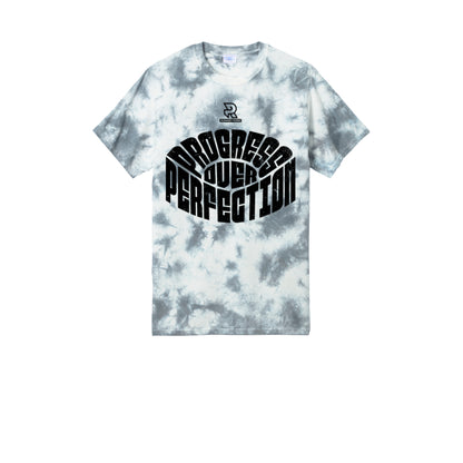 PROGRESS OVER PERFECTION (Black) - Short Sleeve Tie Dye Cotton Tee