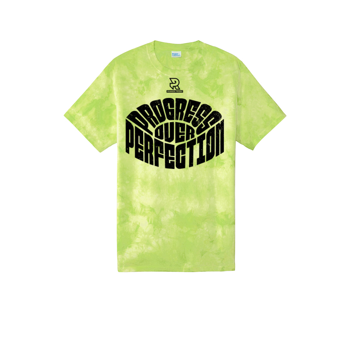 PROGRESS OVER PERFECTION (Black) - Short Sleeve Tie Dye Cotton Tee