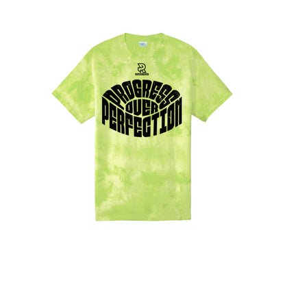 PROGRESS OVER PERFECTION (Black) - Short Sleeve Tie Dye Cotton Tee