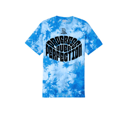 PROGRESS OVER PERFECTION (Black) - Short Sleeve Tie Dye Cotton Tee