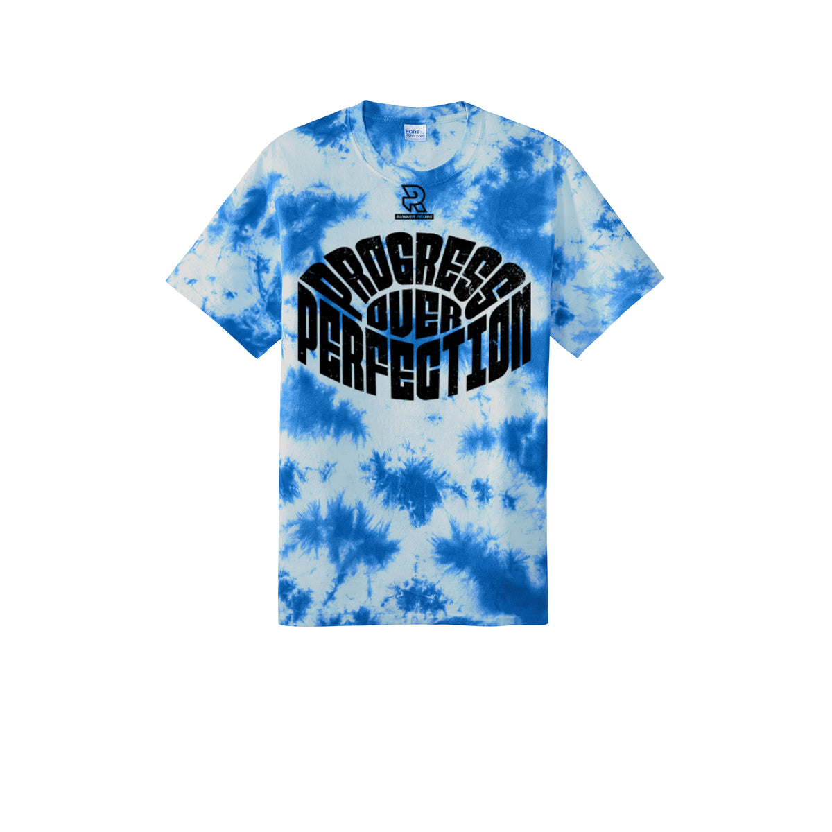 PROGRESS OVER PERFECTION (Black) - Short Sleeve Tie Dye Cotton Tee