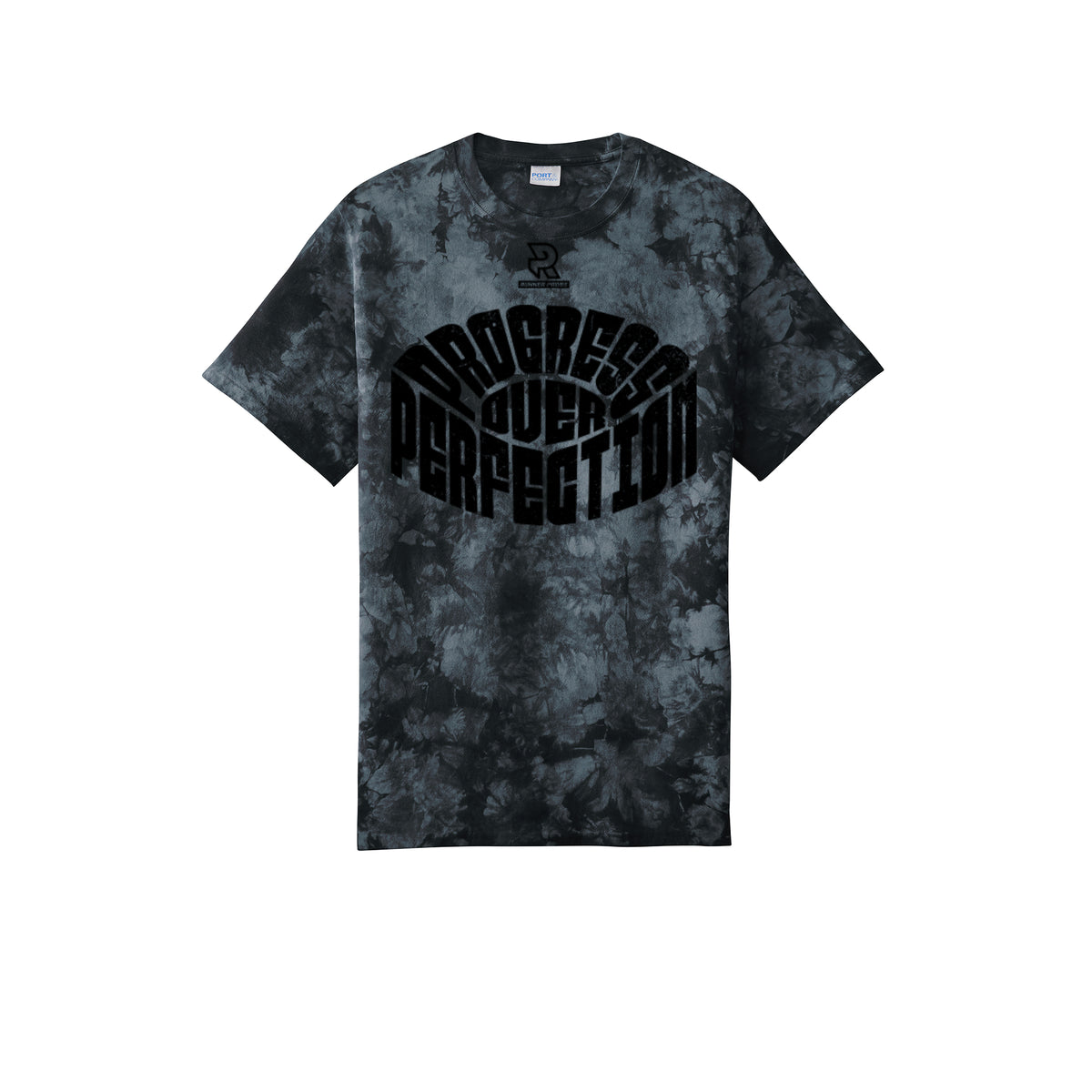PROGRESS OVER PERFECTION (Black) - Short Sleeve Tie Dye Cotton Tee