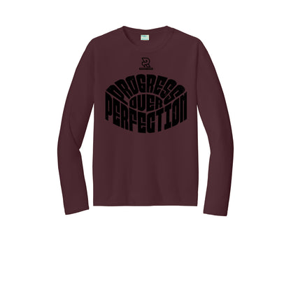PROGRESS OVER PERFECTION (Black) - Long Sleeve Performance Tee