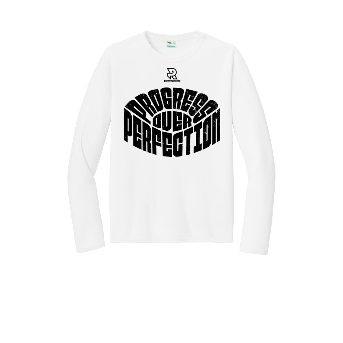 PROGRESS OVER PERFECTION (Black) - Long Sleeve Performance Tee