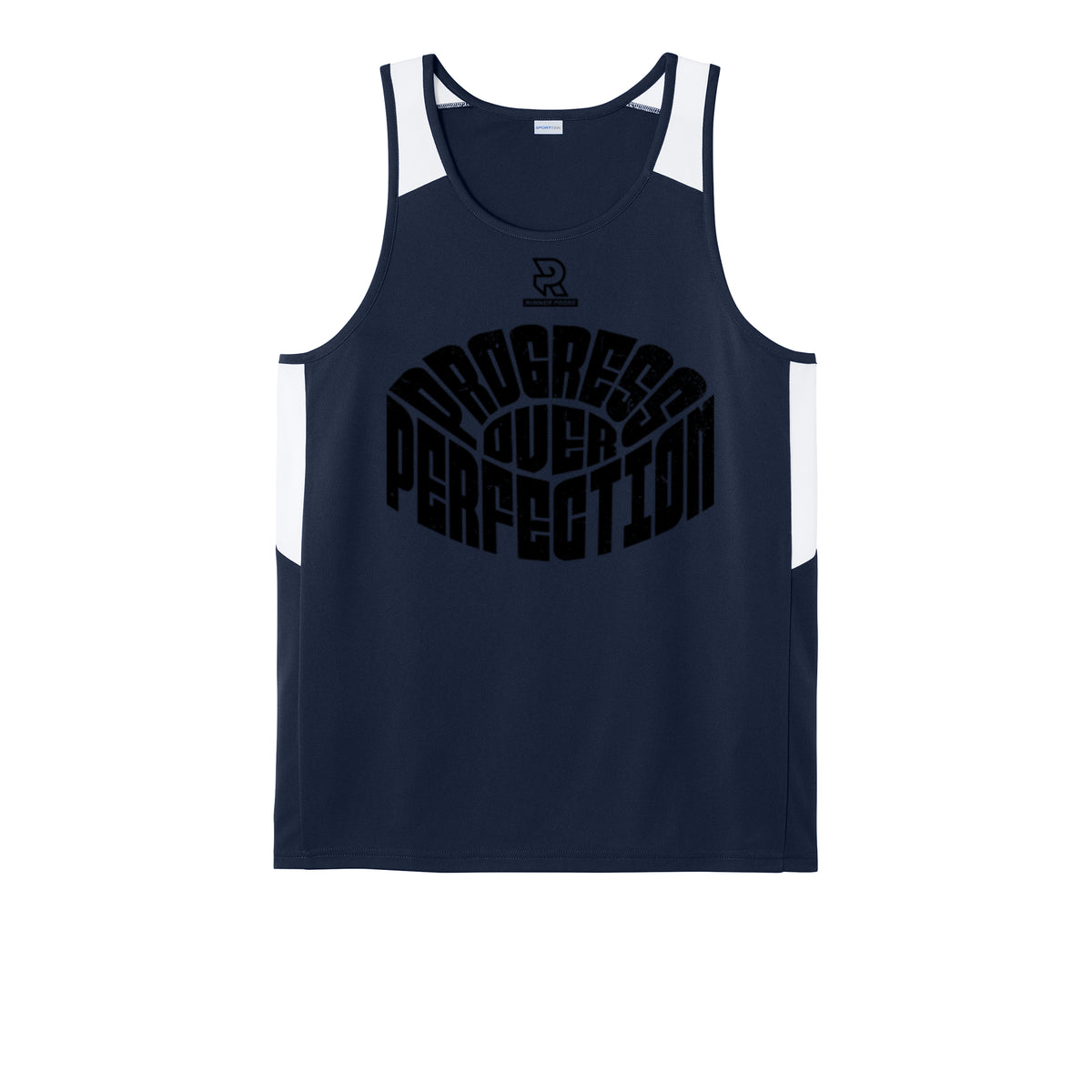 PROGRESS OVER PERFECTION (Black) - Mens Club Track Tank