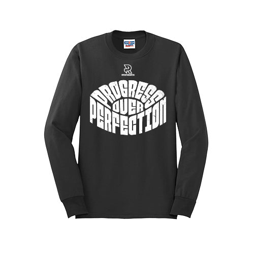 PROGRESS OVER PERFECTION (White) - Long Sleeve 50/50 Tee