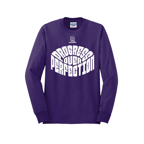 PROGRESS OVER PERFECTION (White) - Long Sleeve 50/50 Tee