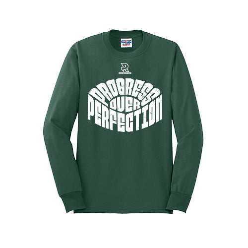 PROGRESS OVER PERFECTION (White) - Long Sleeve 50/50 Tee