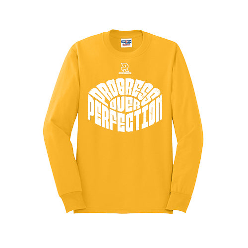 PROGRESS OVER PERFECTION (White) - Long Sleeve 50/50 Tee