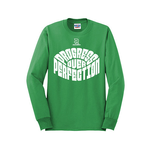PROGRESS OVER PERFECTION (White) - Long Sleeve 50/50 Tee