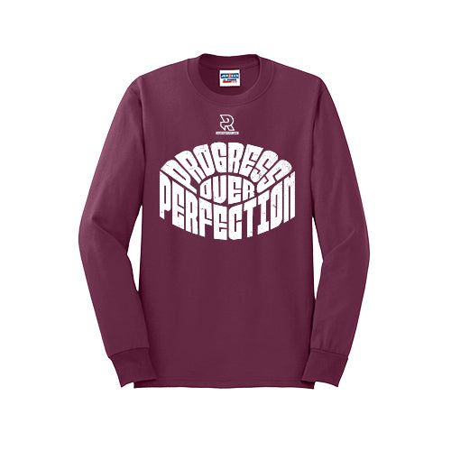 PROGRESS OVER PERFECTION (White) - Long Sleeve 50/50 Tee
