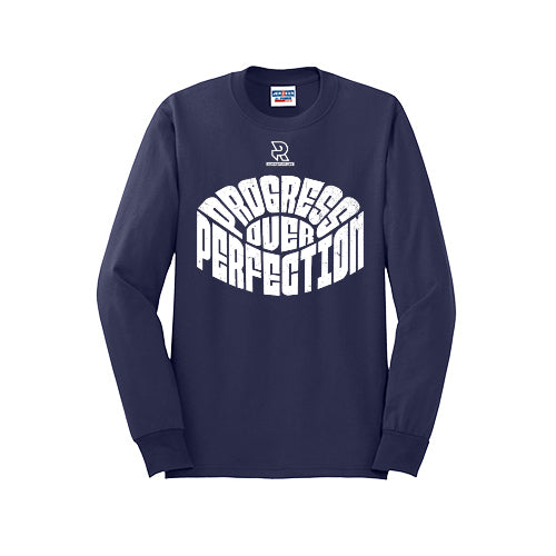 PROGRESS OVER PERFECTION (White) - Long Sleeve 50/50 Tee