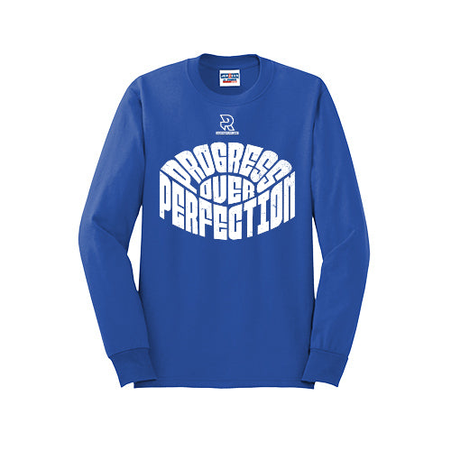 PROGRESS OVER PERFECTION (White) - Long Sleeve 50/50 Tee