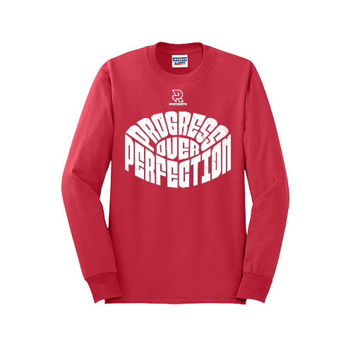 PROGRESS OVER PERFECTION (White) - Long Sleeve 50/50 Tee
