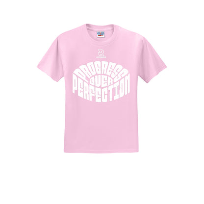 PROGRESS OVER PERFECTION (White) - Short Sleeve 50/50 Tee