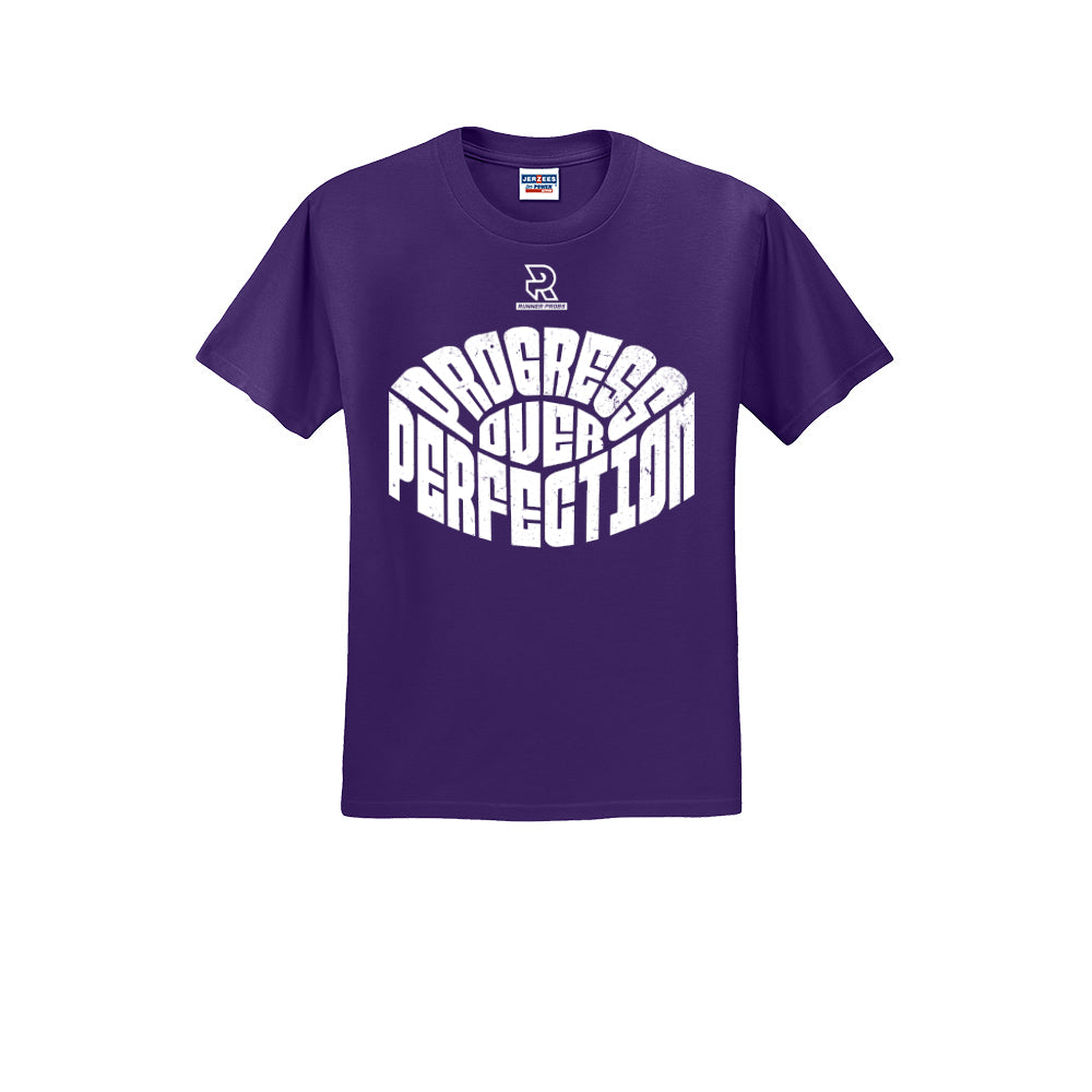 PROGRESS OVER PERFECTION (White) - Short Sleeve 50/50 Tee