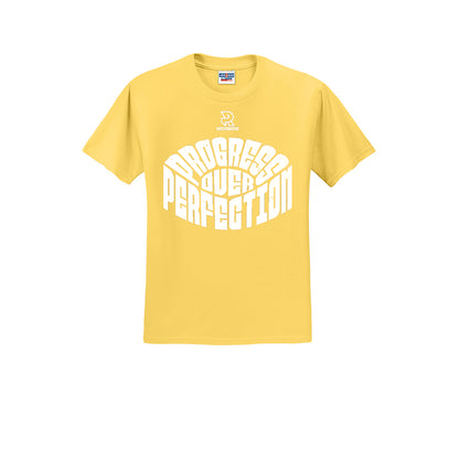 PROGRESS OVER PERFECTION (White) - Short Sleeve 50/50 Tee