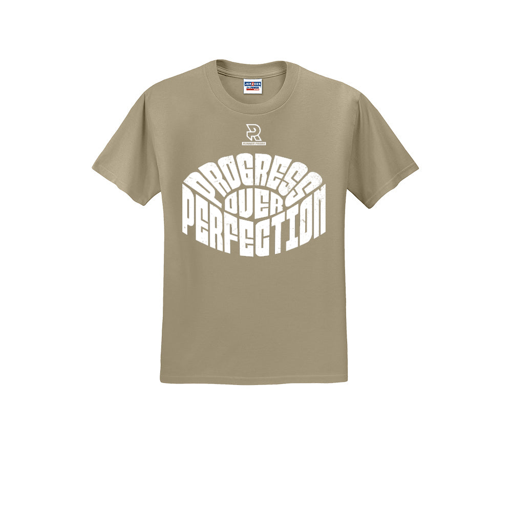 PROGRESS OVER PERFECTION (White) - Short Sleeve 50/50 Tee