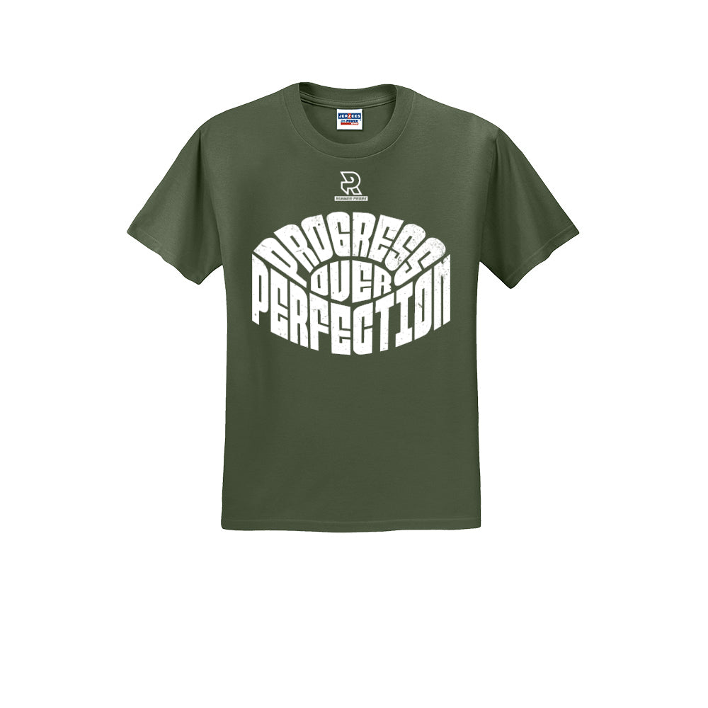 PROGRESS OVER PERFECTION (White) - Short Sleeve 50/50 Tee