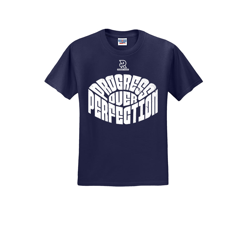 PROGRESS OVER PERFECTION (White) - Short Sleeve 50/50 Tee