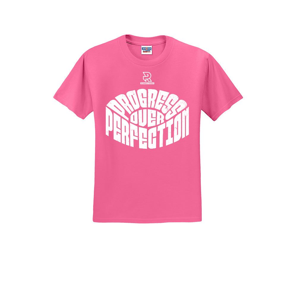 PROGRESS OVER PERFECTION (White) - Short Sleeve 50/50 Tee