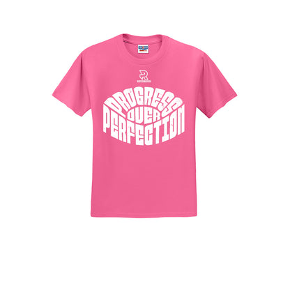 PROGRESS OVER PERFECTION (White) - Short Sleeve 50/50 Tee