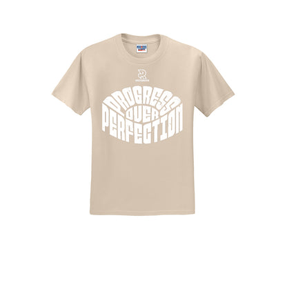 PROGRESS OVER PERFECTION (White) - Short Sleeve 50/50 Tee