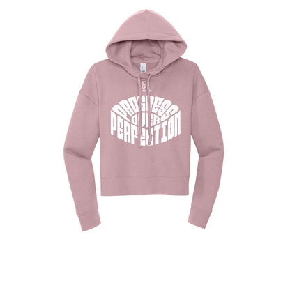 PROGRESS OVER PERFECTION (White) - Womens Fleece Hoodie