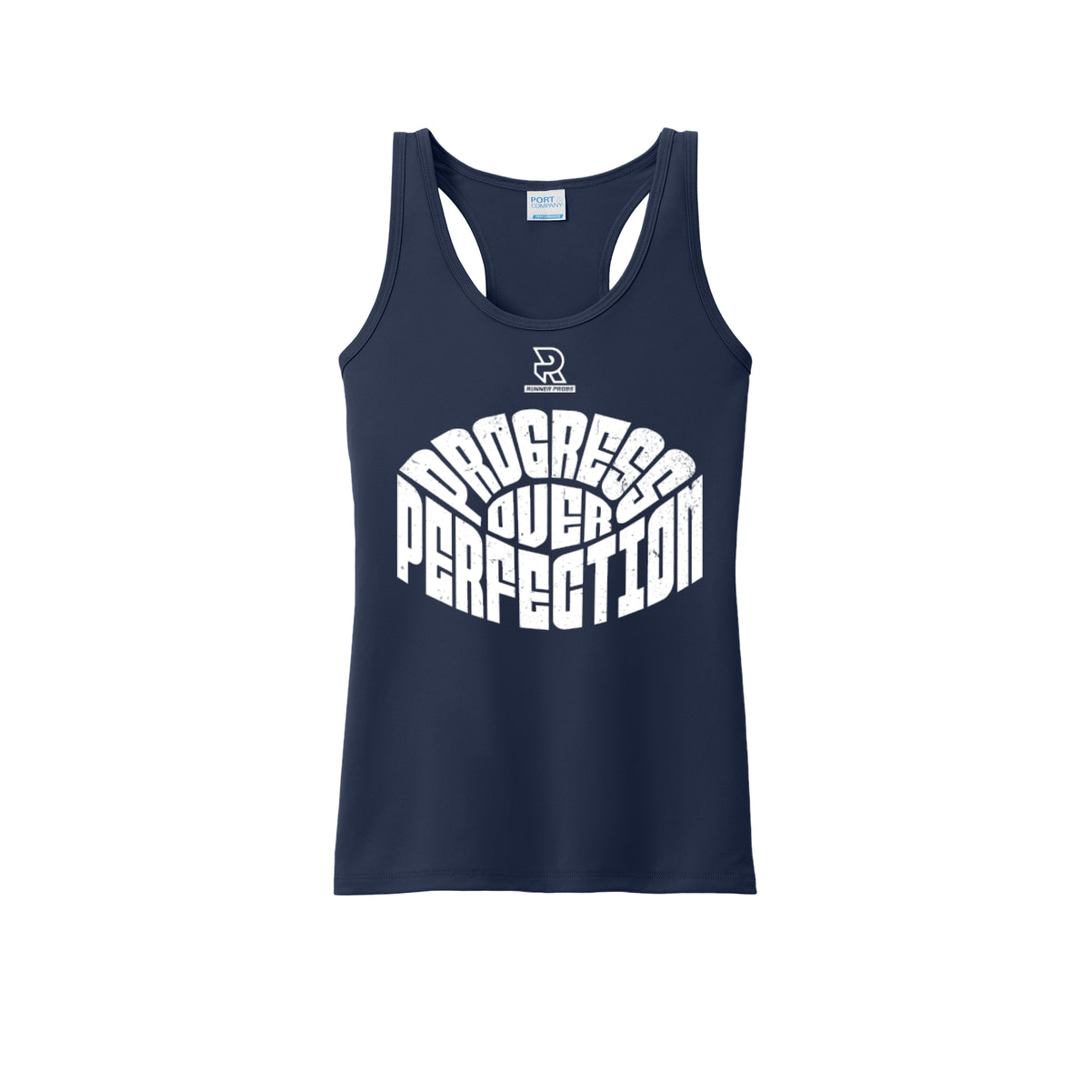 PROGRESS OVER PERFECTION (White) - Womens Performance Tank