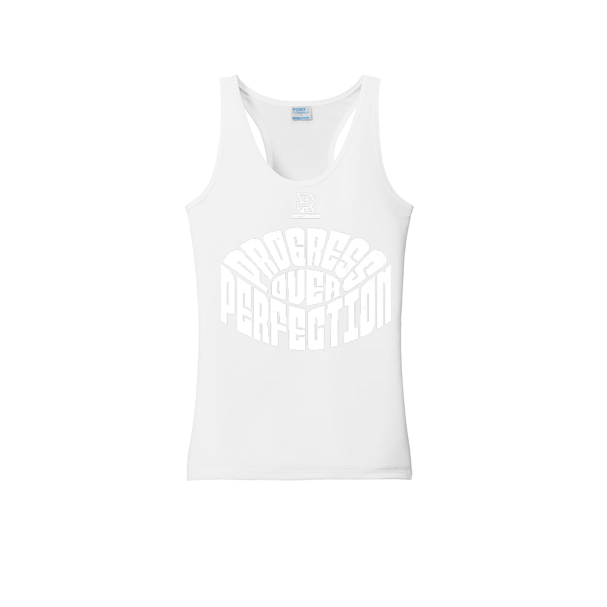PROGRESS OVER PERFECTION (White) - Womens Performance Tank