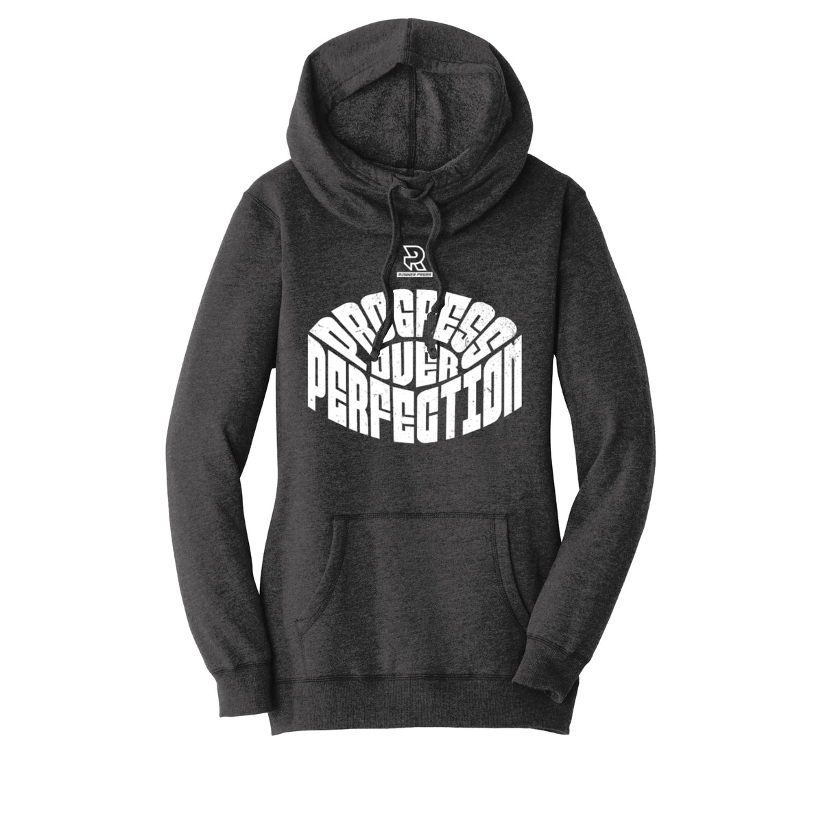 PROGRESS OVER PERFECTION (White) - Womens Lightweight Fleece Hoodie