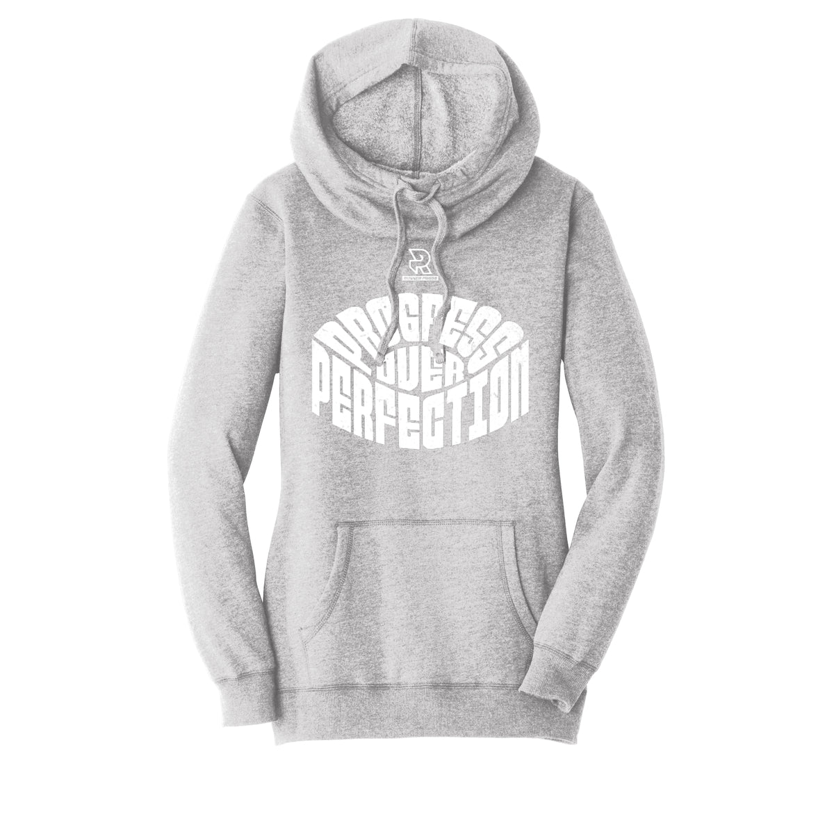 PROGRESS OVER PERFECTION (White) - Womens Lightweight Fleece Hoodie