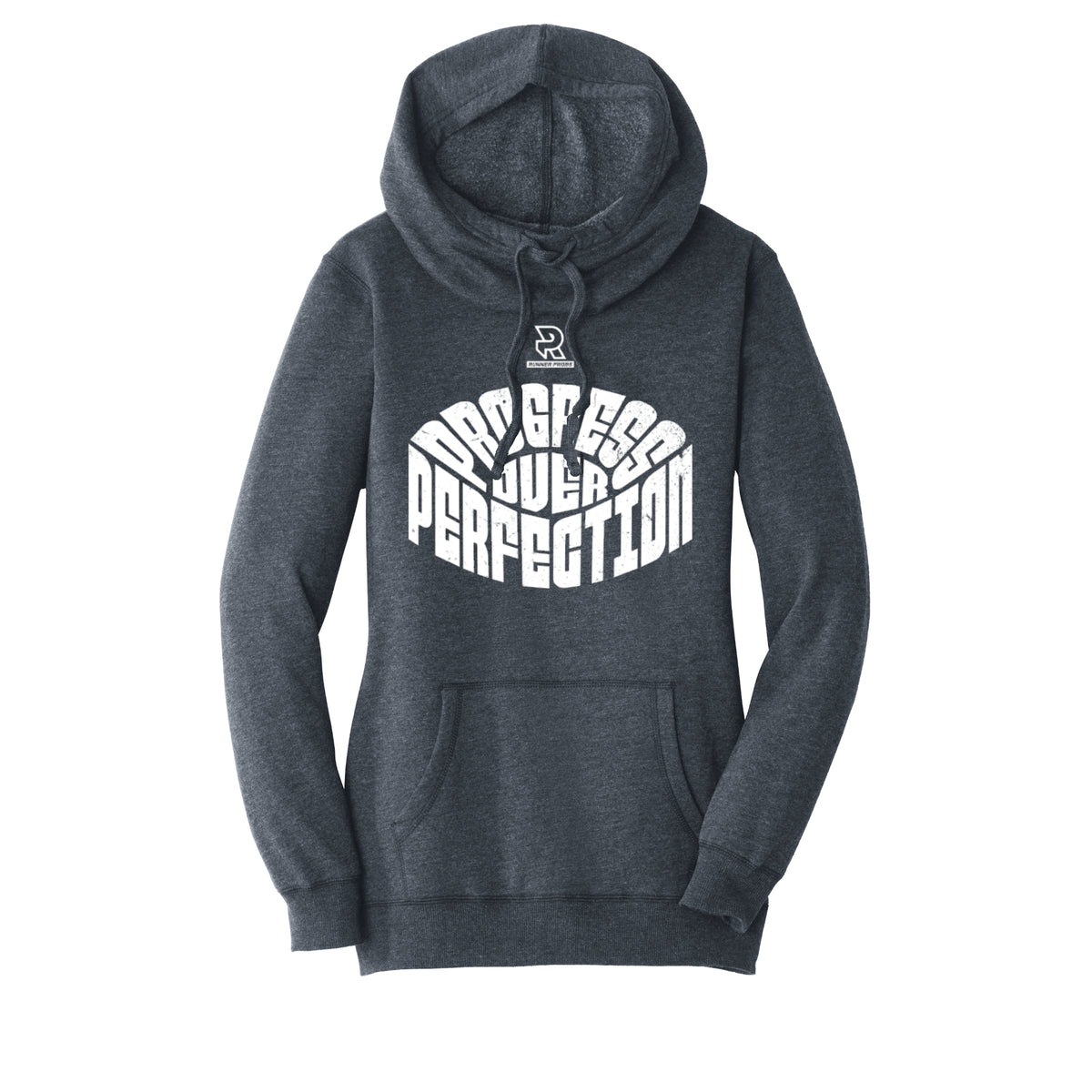 PROGRESS OVER PERFECTION (White) - Womens Lightweight Fleece Hoodie