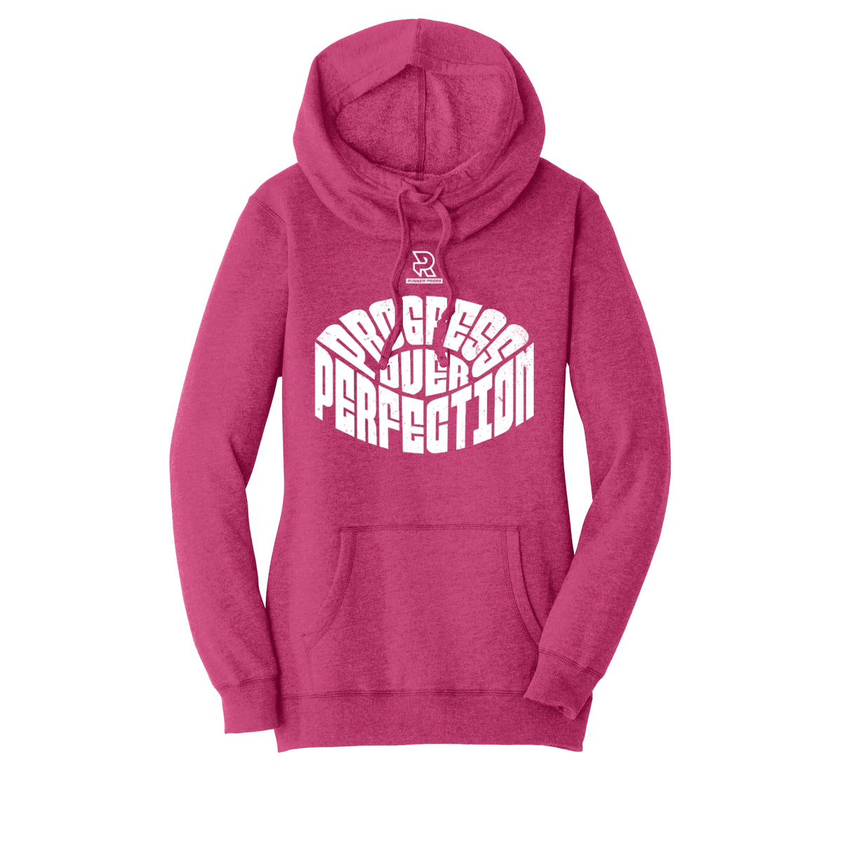PROGRESS OVER PERFECTION (White) - Womens Lightweight Fleece Hoodie