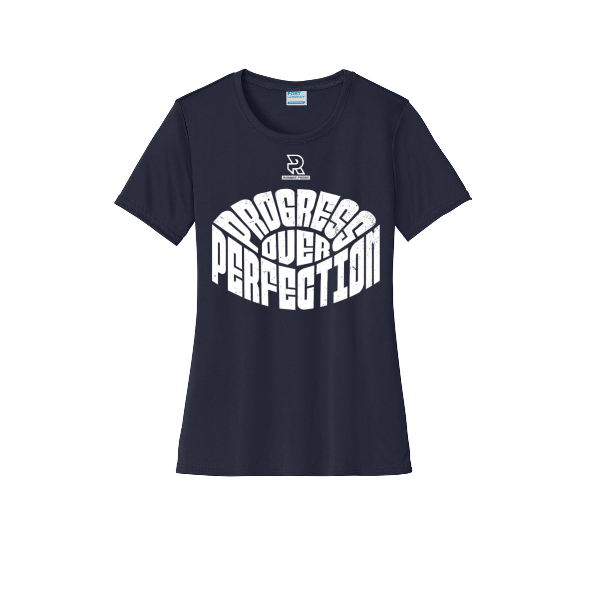 PROGRESS OVER PERFECTION (White) - Womens Short Sleeve Performance Tee