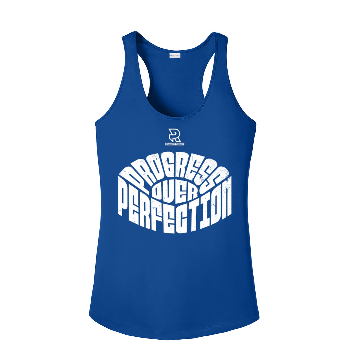 PROGRESS OVER PERFECTION (White) - Womens Competitor Racerback Tank