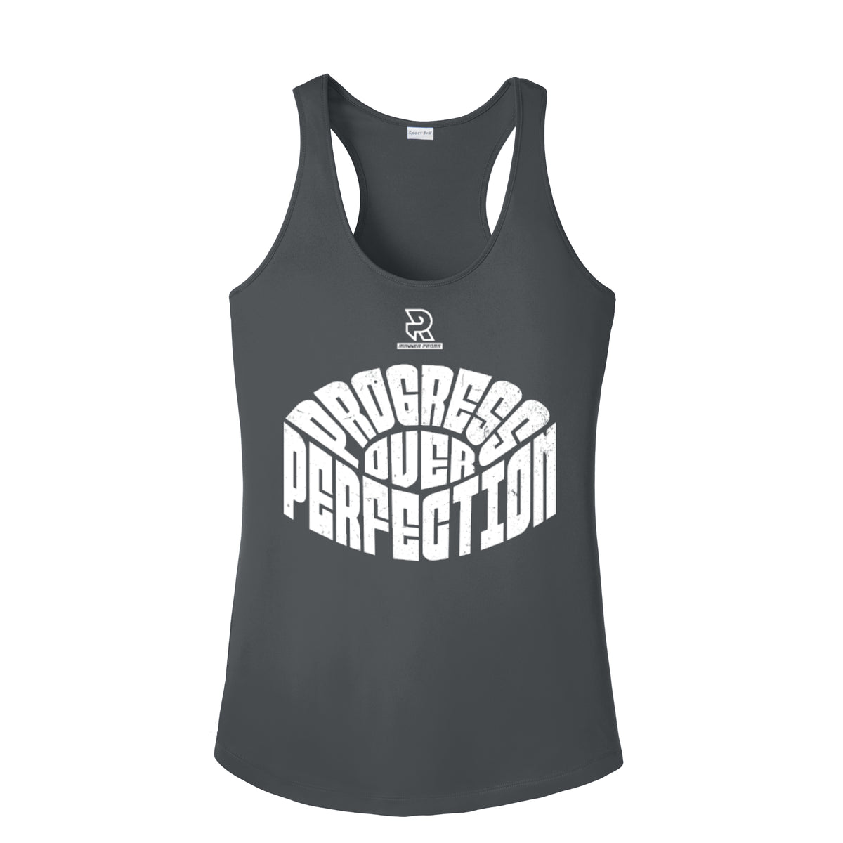 PROGRESS OVER PERFECTION (White) - Womens Competitor Racerback Tank