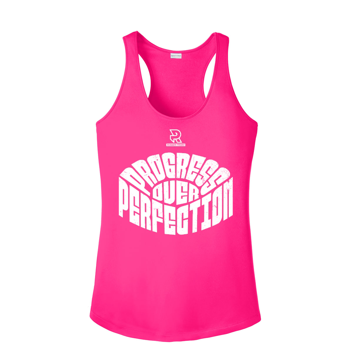 PROGRESS OVER PERFECTION (White) - Womens Competitor Racerback Tank