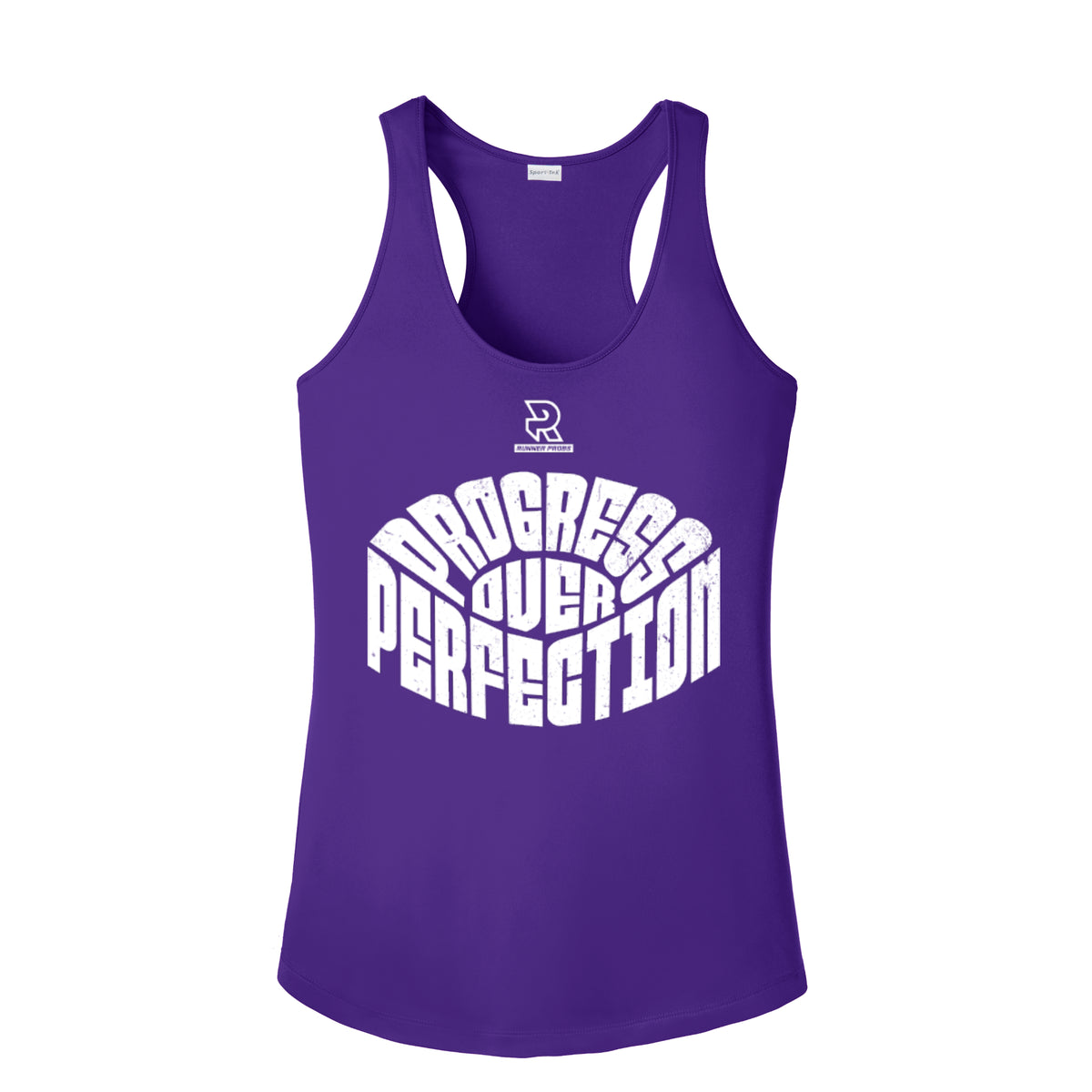 PROGRESS OVER PERFECTION (White) - Womens Competitor Racerback Tank