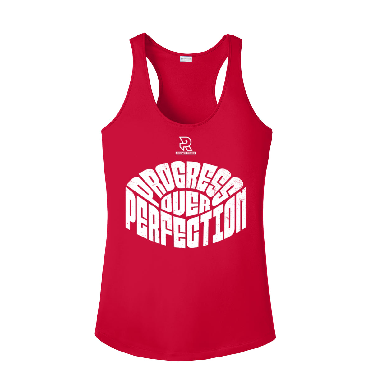 PROGRESS OVER PERFECTION (White) - Womens Competitor Racerback Tank