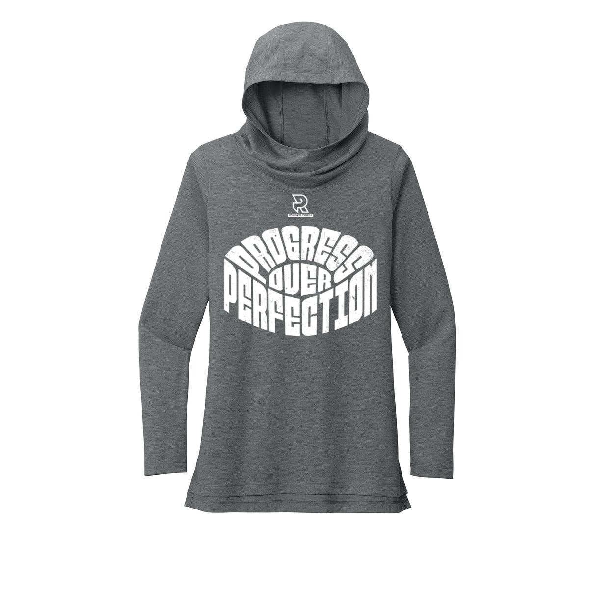 PROGRESS OVER PERFECTION (White) - Womens Tri-Blend Long Sleeve Hoodie