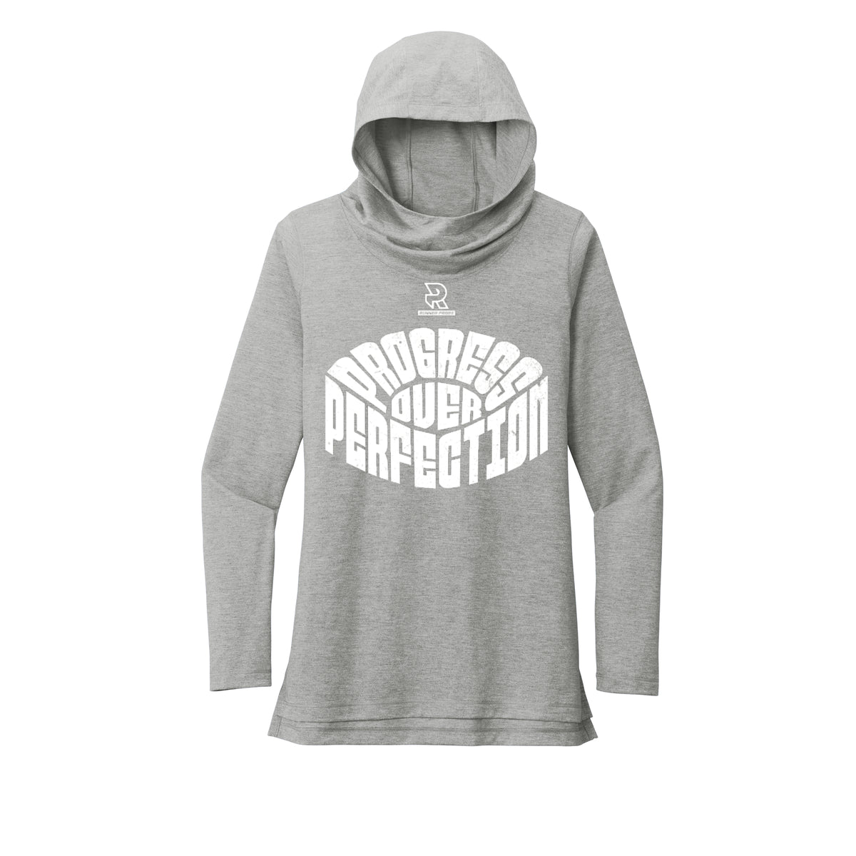 PROGRESS OVER PERFECTION (White) - Womens Tri-Blend Long Sleeve Hoodie