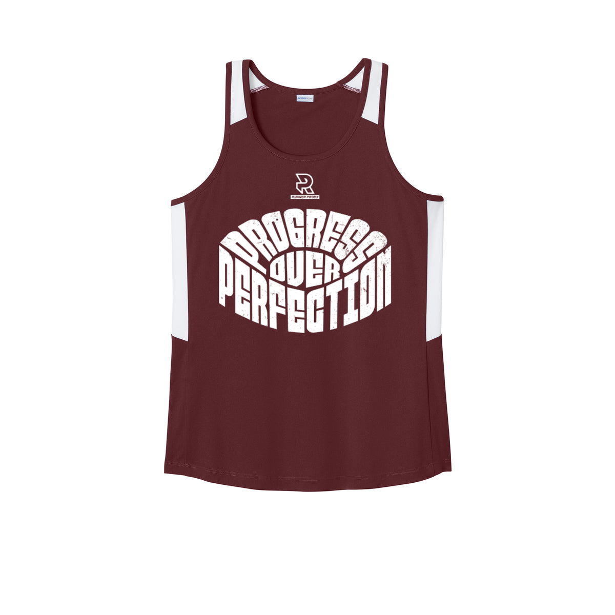 PROGRESS OVER PERFECTION (White) - Womens Club Track Tank