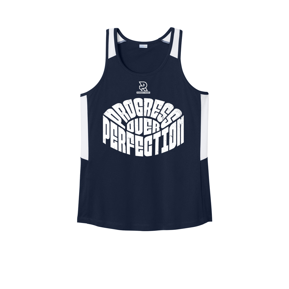 PROGRESS OVER PERFECTION (White) - Womens Club Track Tank