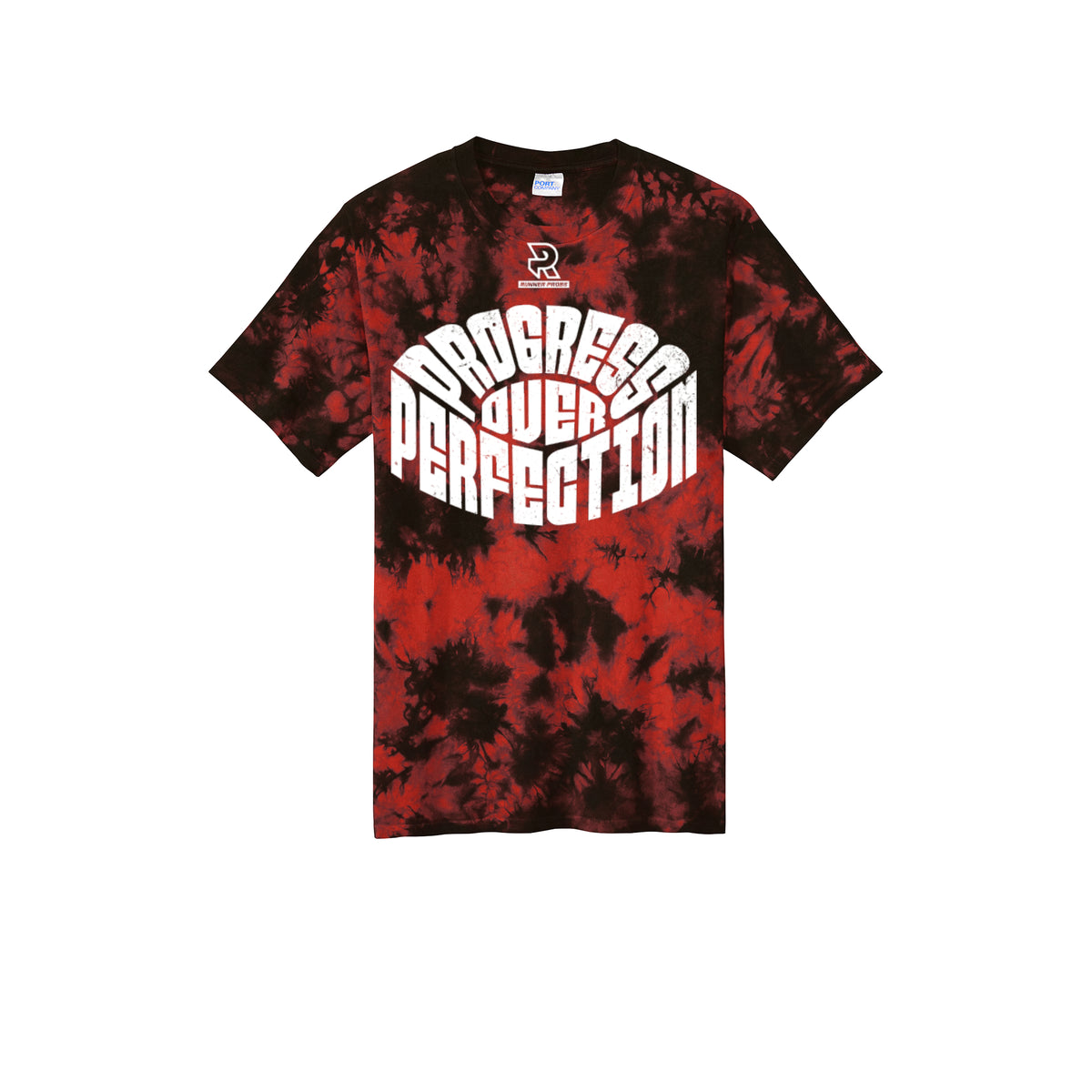 PROGRESS OVER PERFECTION (White) - Short Sleeve Tie Dye Cotton Tee