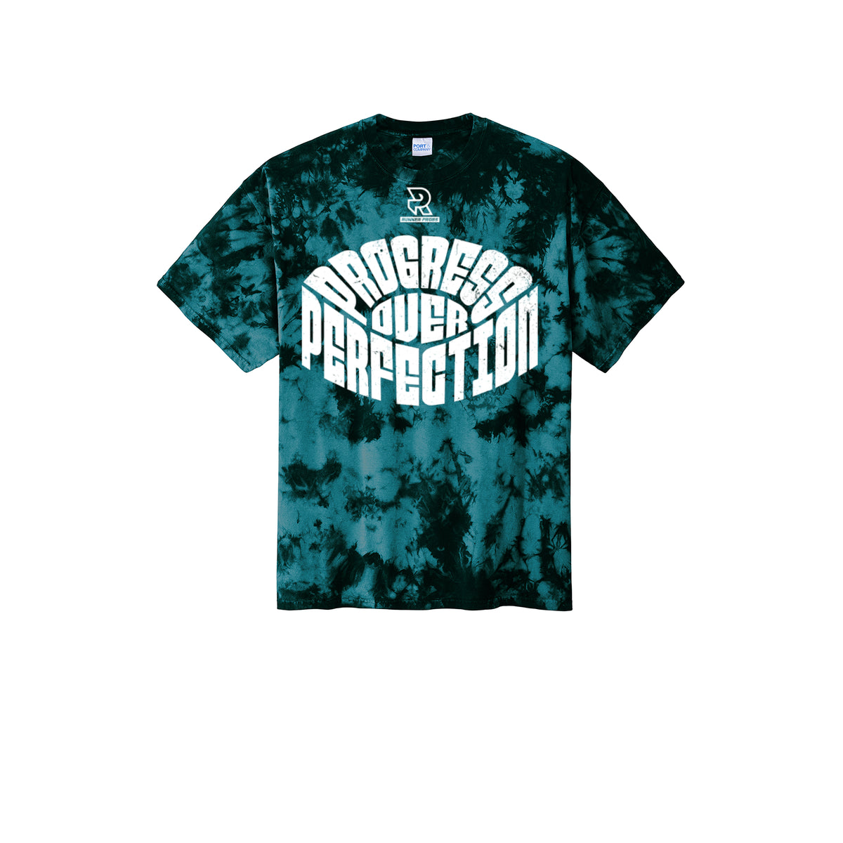 PROGRESS OVER PERFECTION (White) - Short Sleeve Tie Dye Cotton Tee