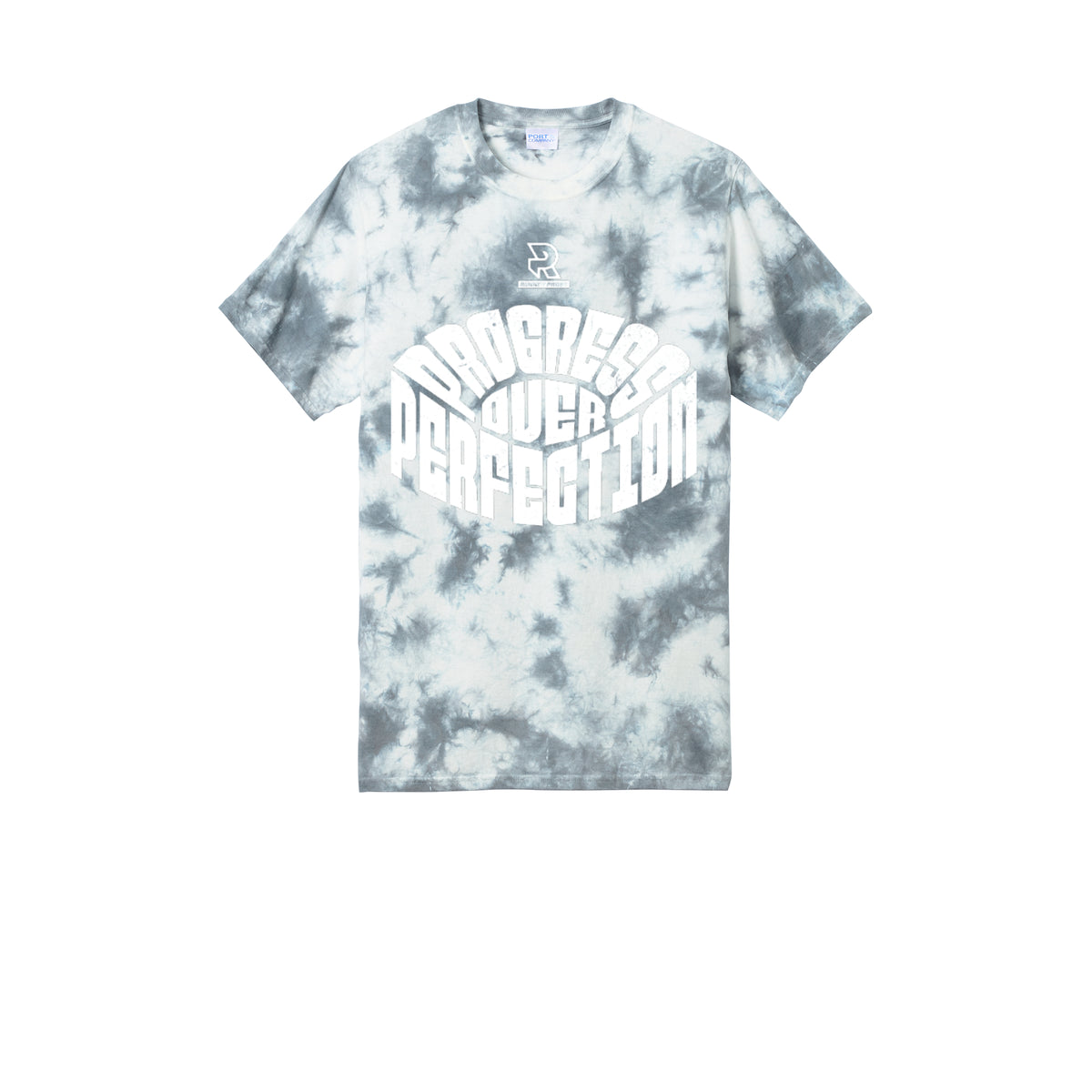 PROGRESS OVER PERFECTION (White) - Short Sleeve Tie Dye Cotton Tee