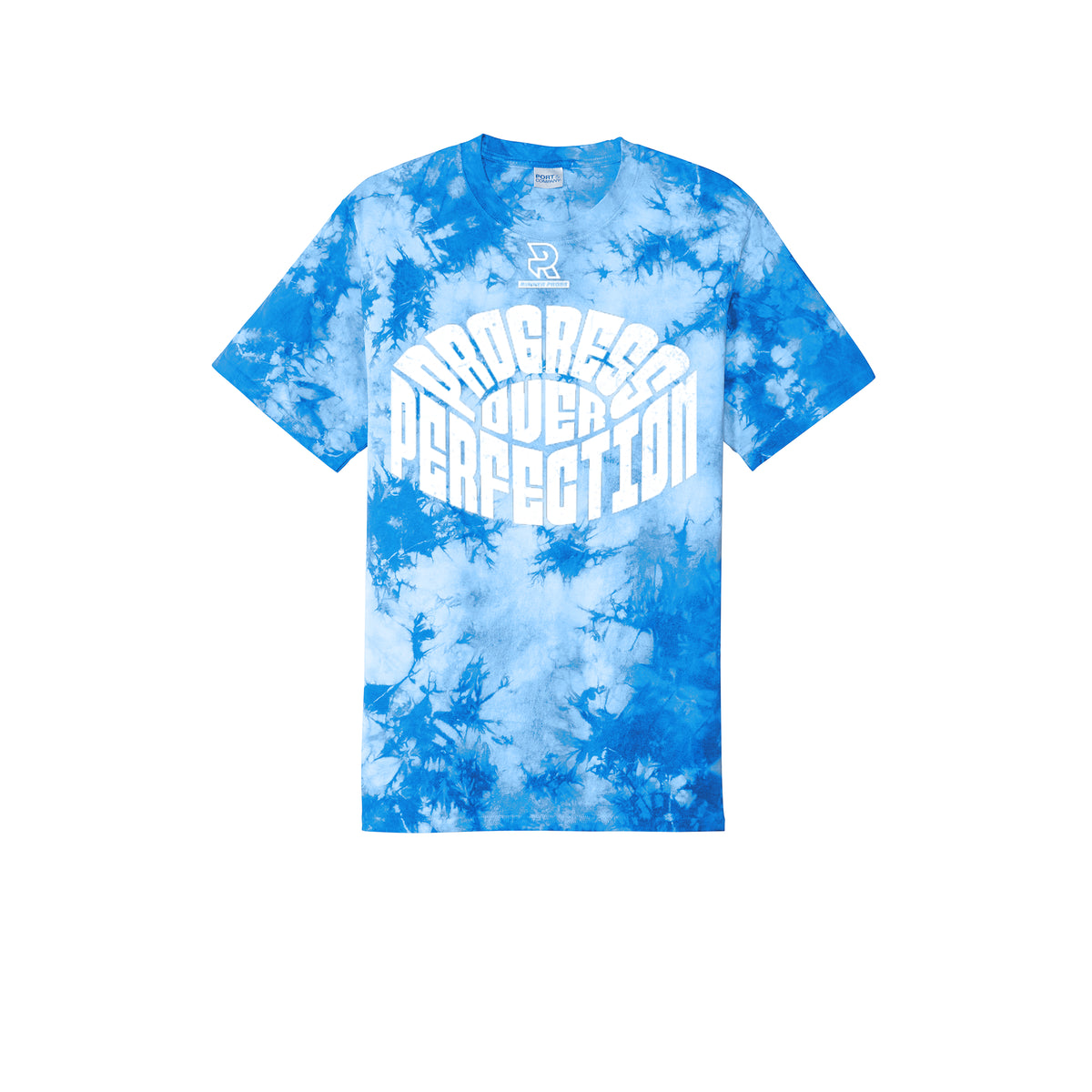 PROGRESS OVER PERFECTION (White) - Short Sleeve Tie Dye Cotton Tee